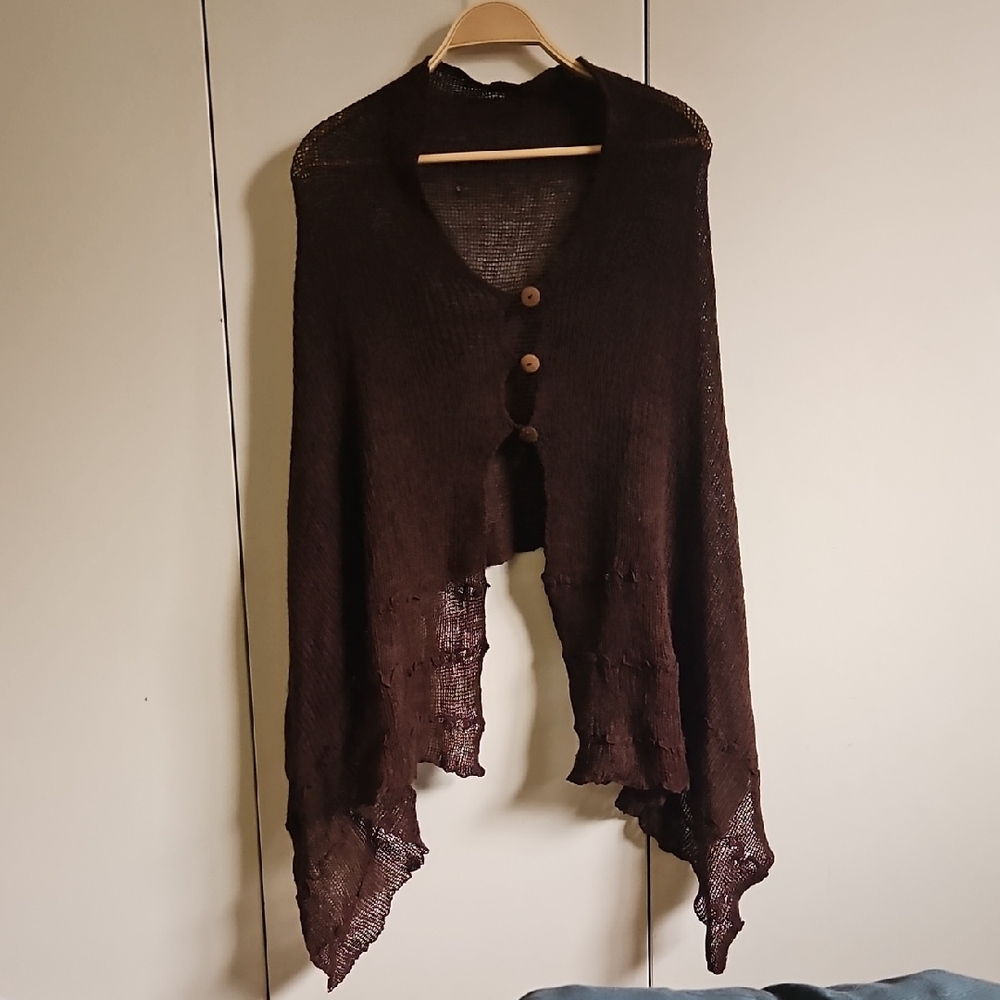 Brown Women's Sweater Poncho